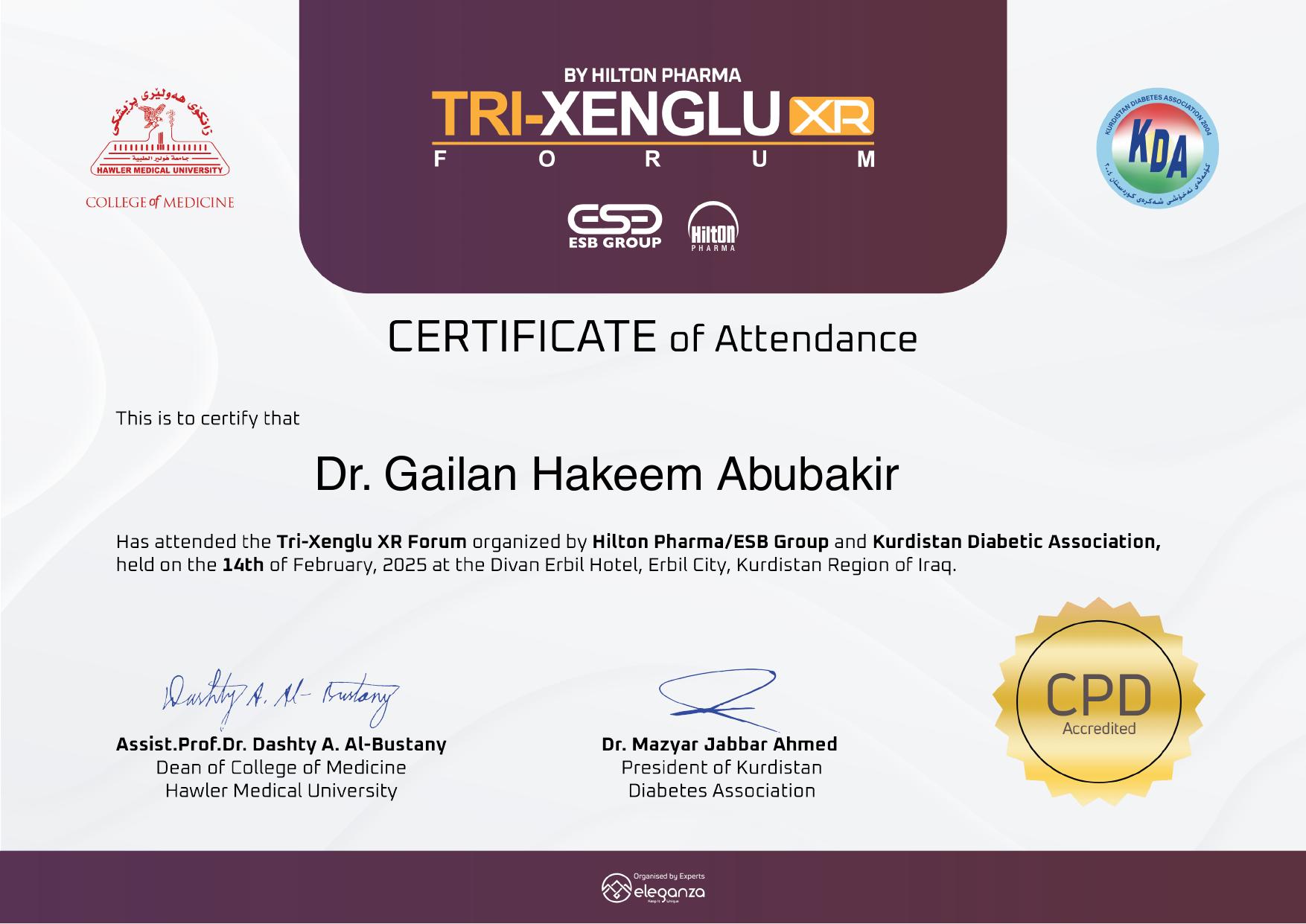 Tri-Xenglu XR Forum certificate, issued February 2025